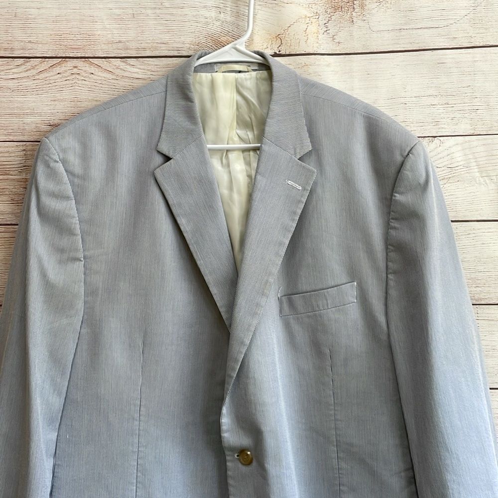 LAUREN RALPH LAUREN NAVY BLUE AND WHITE STRIPED BLAZER - Picture 3 of 8